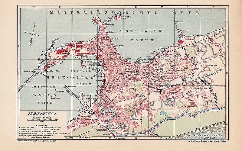 ALEXANDRIA Ägypten alter Stadtplan von 1904 CITYMAP | eBay