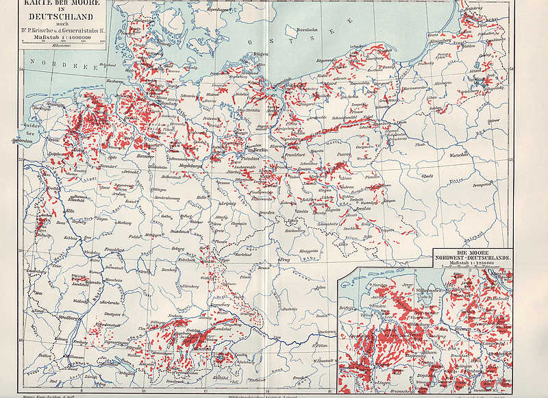 MOORE in Deutschland Moor Original Karte um 1909 Teufelsmoor Erdinger