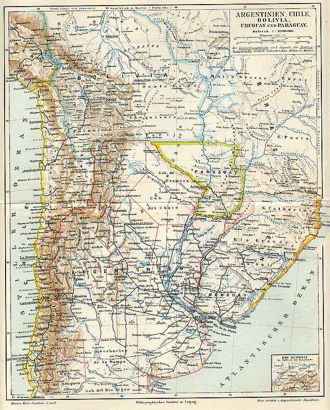 Argentinien Paraguay Chile Uruguay Landkarte Von 17 Bolivien Ebay