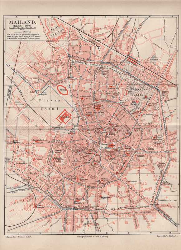 Mailand Milano Milan Alter Stadtplan Von 18 Piazza D Armi Map Ebay