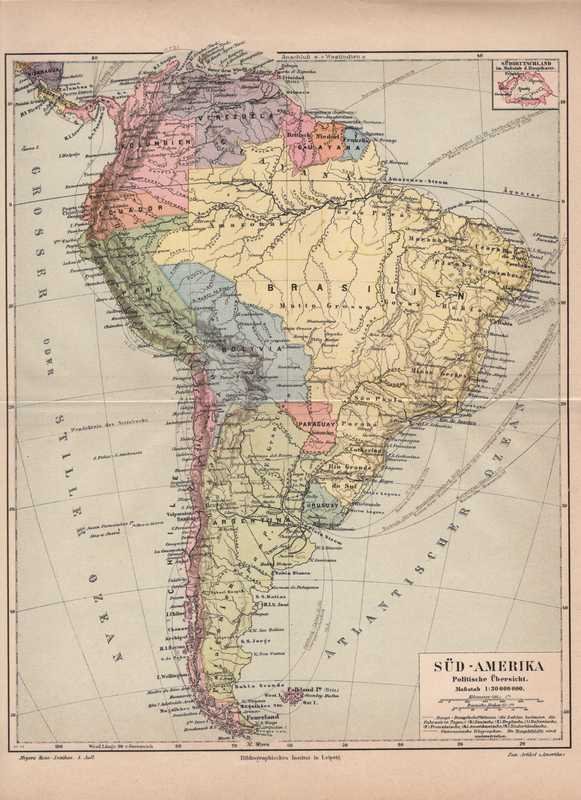 Sudamerika Staaten Politische Landkarte Von 18 Brasilien Chile Peru Ebay